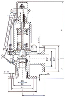 A47型微啟式安全閥結構圖