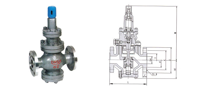 YT43H/Y型高靈敏度大流量蒸汽減壓閥結構示意圖