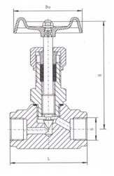 J13H內螺紋針型閥結構示意圖